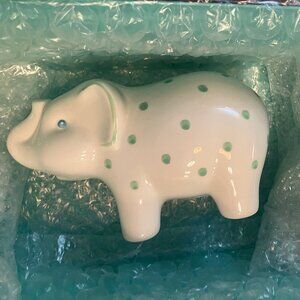 NIB Tiffany and Co. Piggy Bank Elephant Handpainted Ceramic Dots